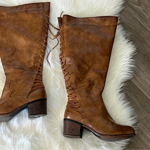 Torrid Distressed Lace Up Back Knee-High Boots Size 9 Wide Width - Picture 4 of 16